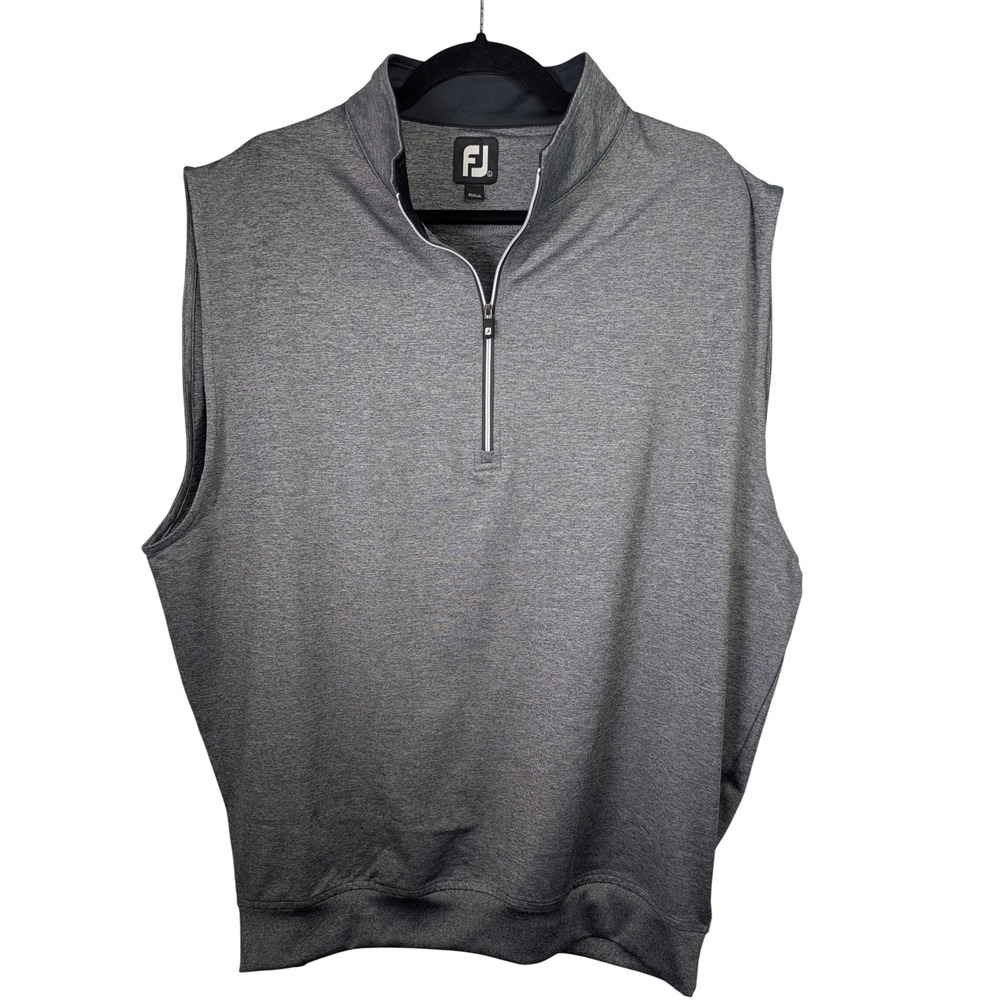 FootJoy Vest Mens Large Dark Gray Quarter Zip Golf Sleeveless Stretch Pullover